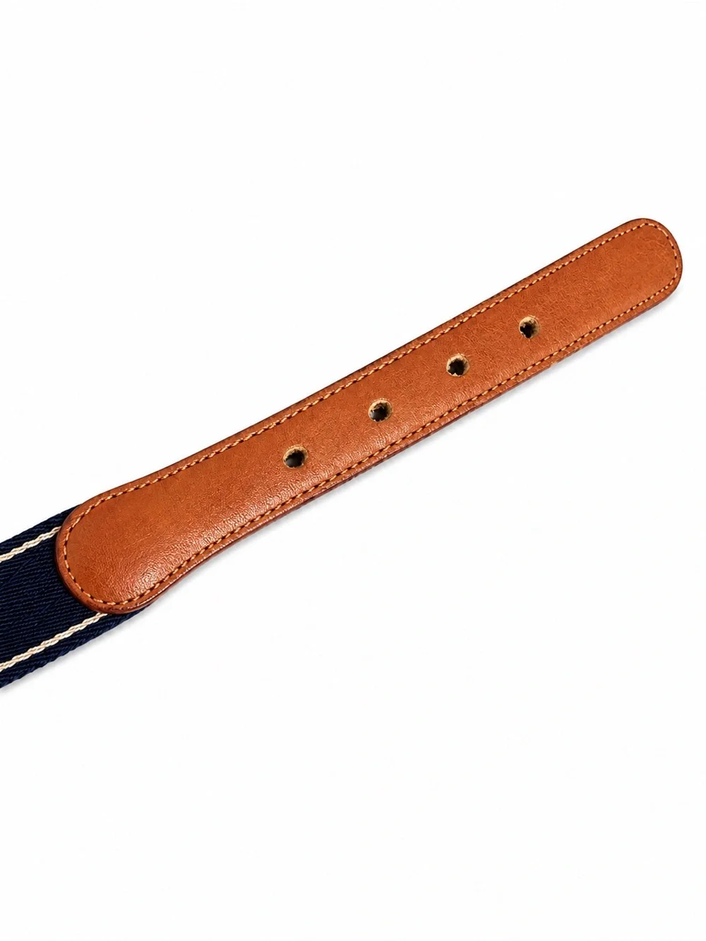 Vintage Coach 2702 Wool Surcingle Belt Navy Tan Leather Brass Buckle Size 26